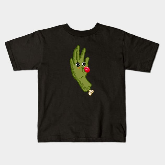 Mischievous Severed Hand Kids T-Shirt by ckrickett